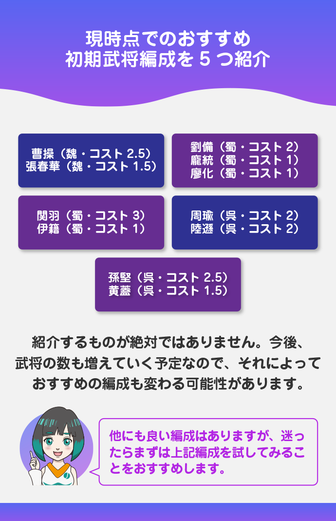 おすすめの初期武将編成5選