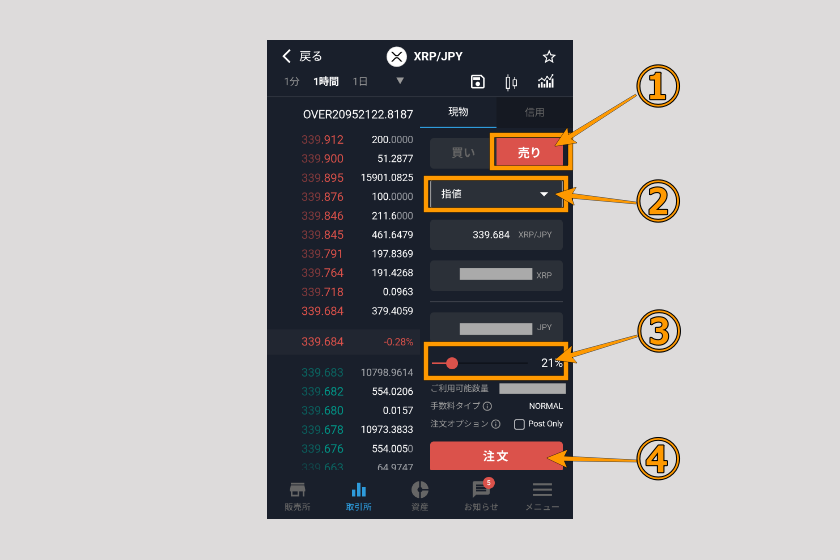 画像26：ビットバンク　送金「仮想通貨売却02」