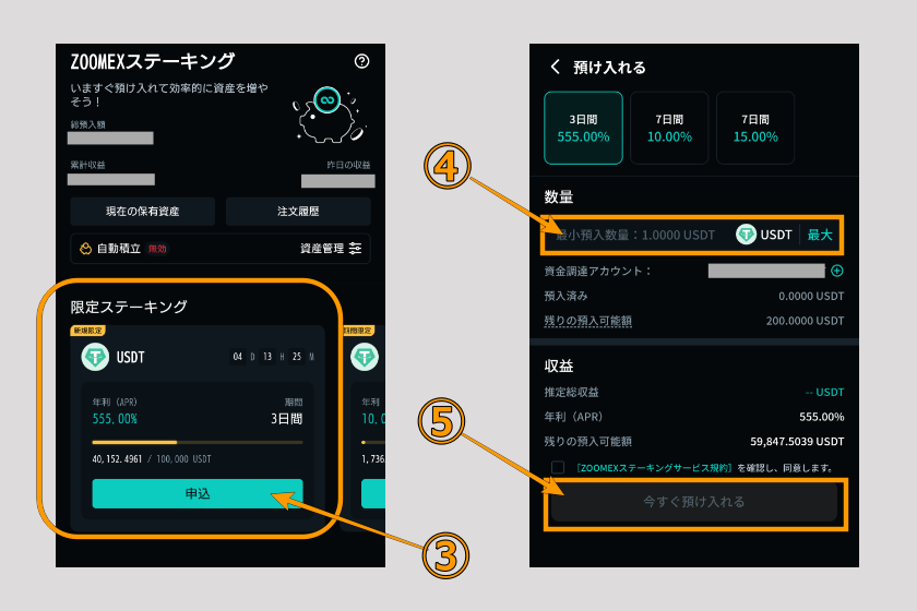 画像：Zoomexキャンペーン「ステーキング」