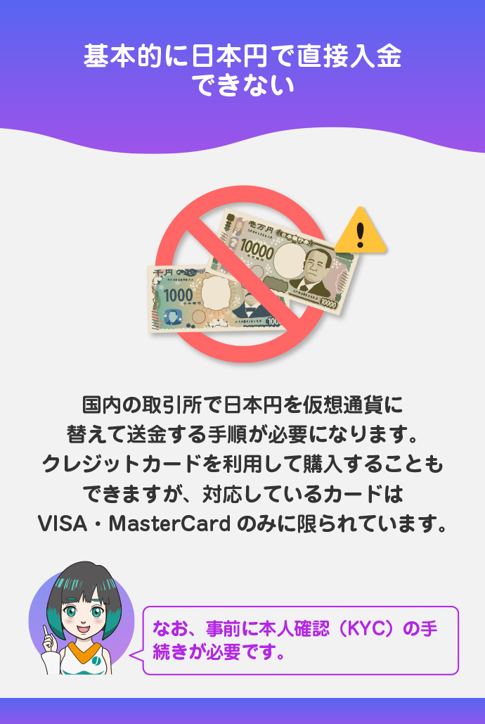 日本円の入出金が不可