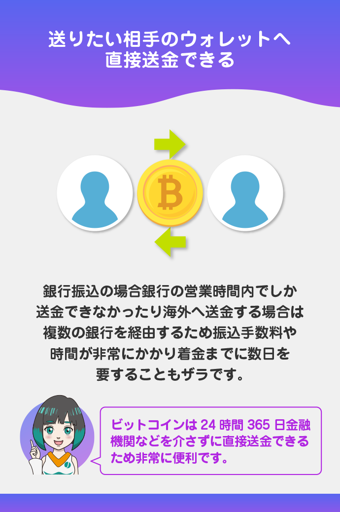 個人同士で直接送金できる