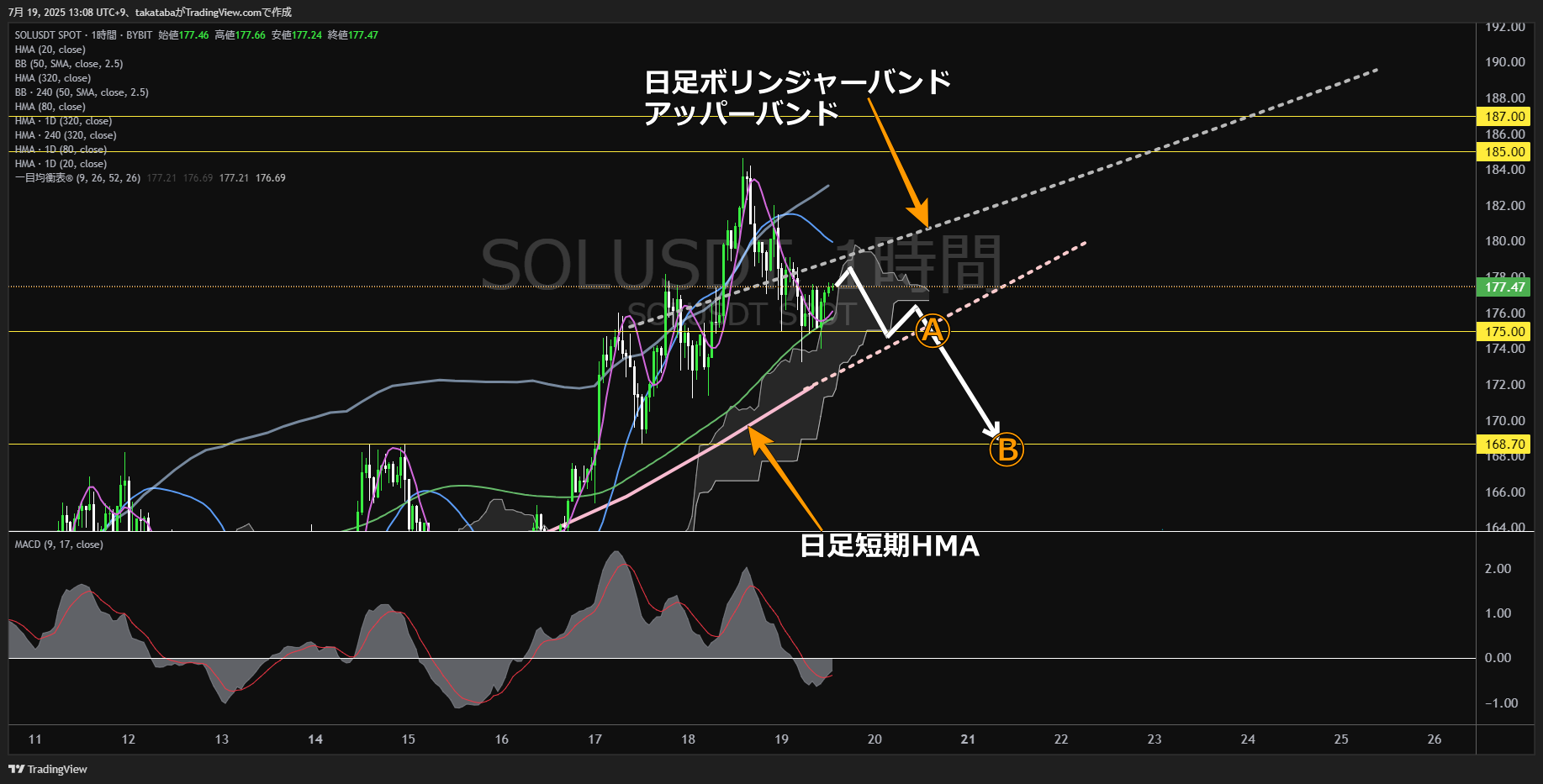 ソラナ(SOL)-1時間足チャート分析-2025年7月19日