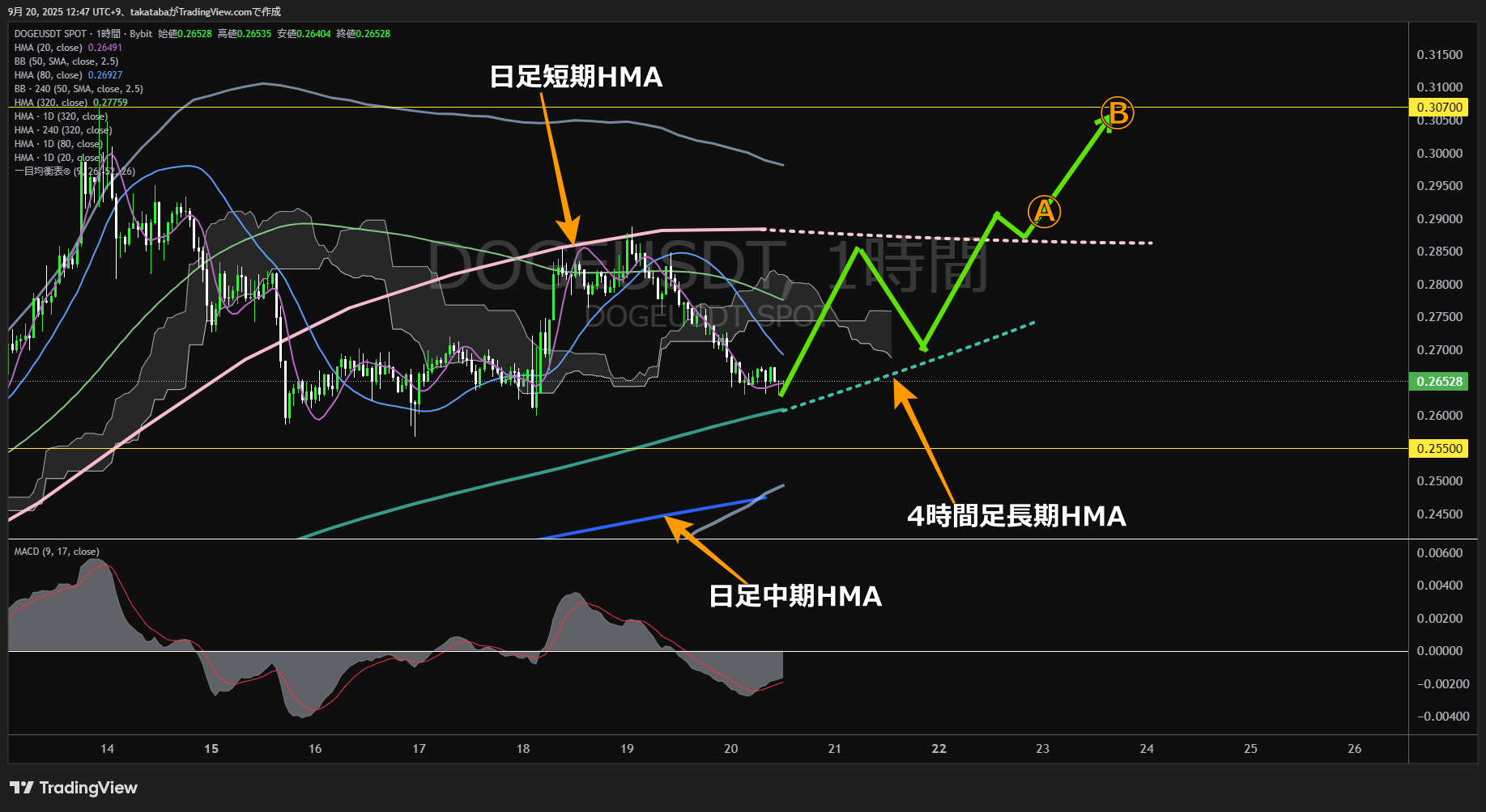 ドージコイン（DOGE）-1時間足チャート分析-2025年9月20日