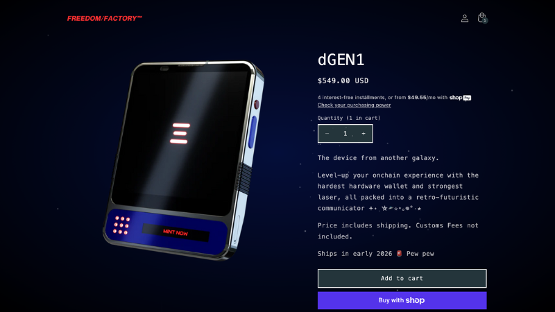 ethOS dGEN1一般販売開始──549ドルのハードウェアウォレット内蔵スマホ