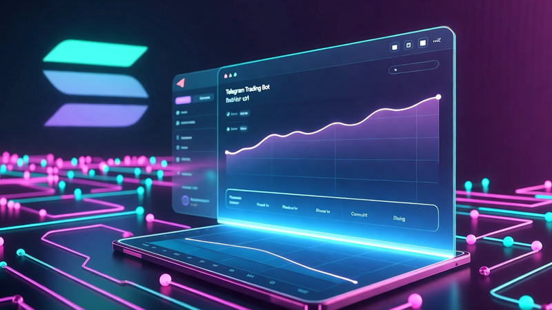 Snorter Bot（スノーターボット）のプレセール紹介イメージ。Solanaブロックチェーンを基盤にした自動取引ボットの成長グラフが未来的なライトエフェクトとともに描かれている。