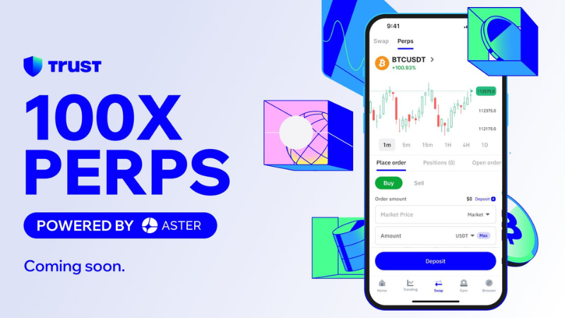 トラストウォレット、無期限先物取引サービス開始──PerpDEX アスター採用で100市場対応