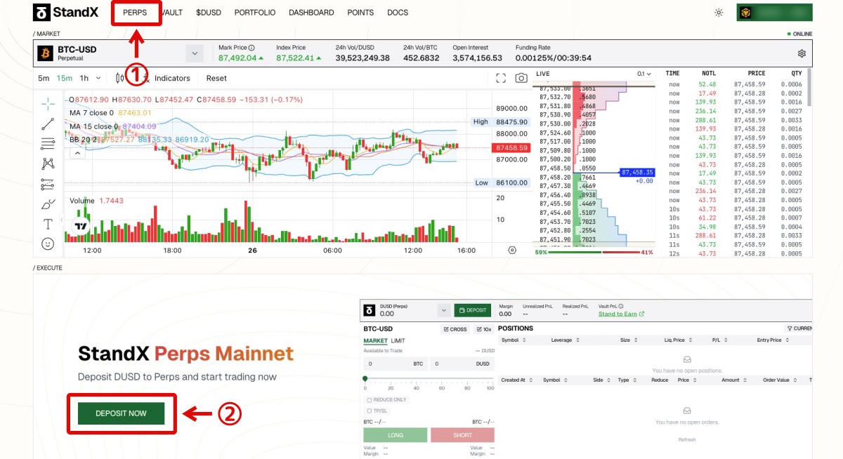 StandX「DUSDの入金と振替1」