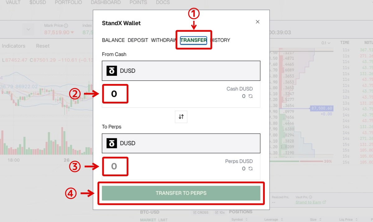 StandX「DUSDの入金と振替4」