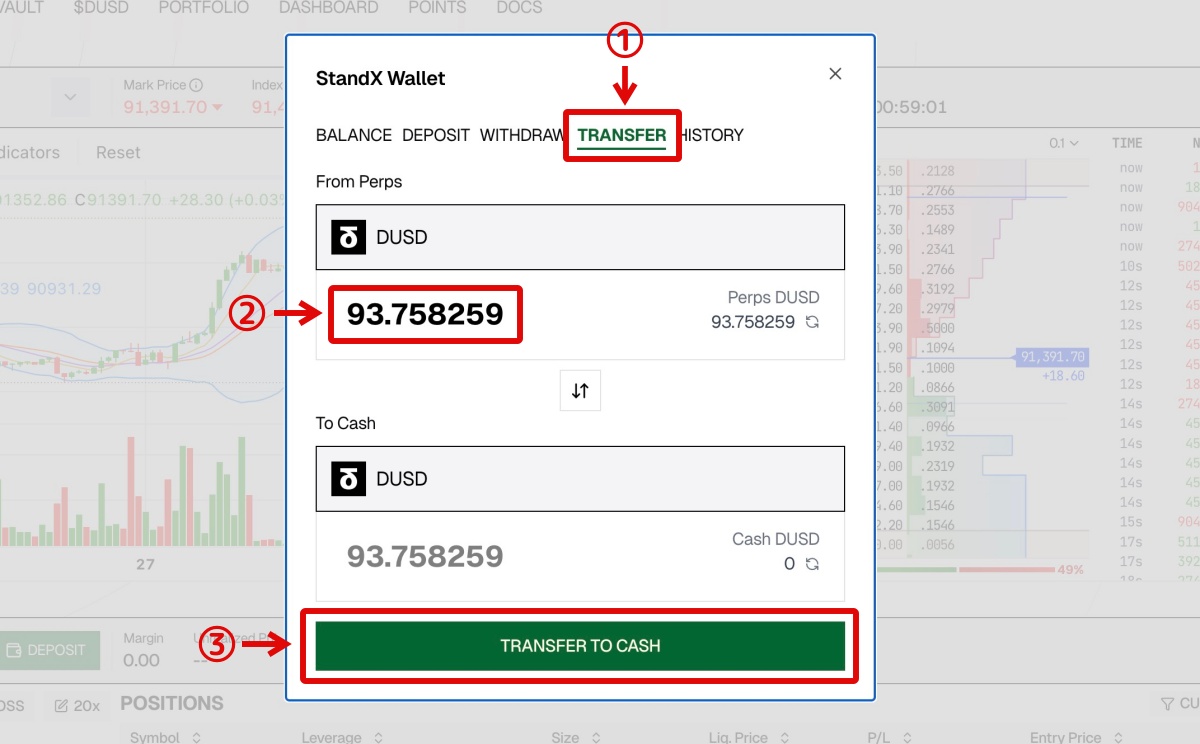 StandX「DUSDの出金1」