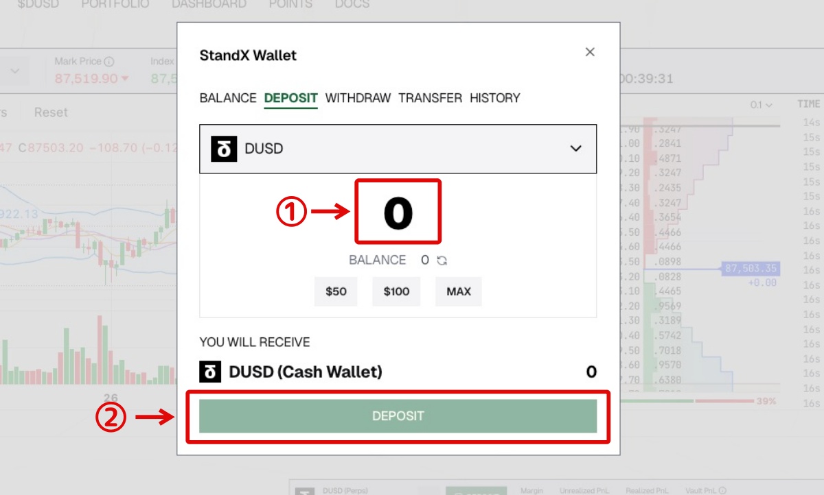StandX「DUSDの入金と振替2」