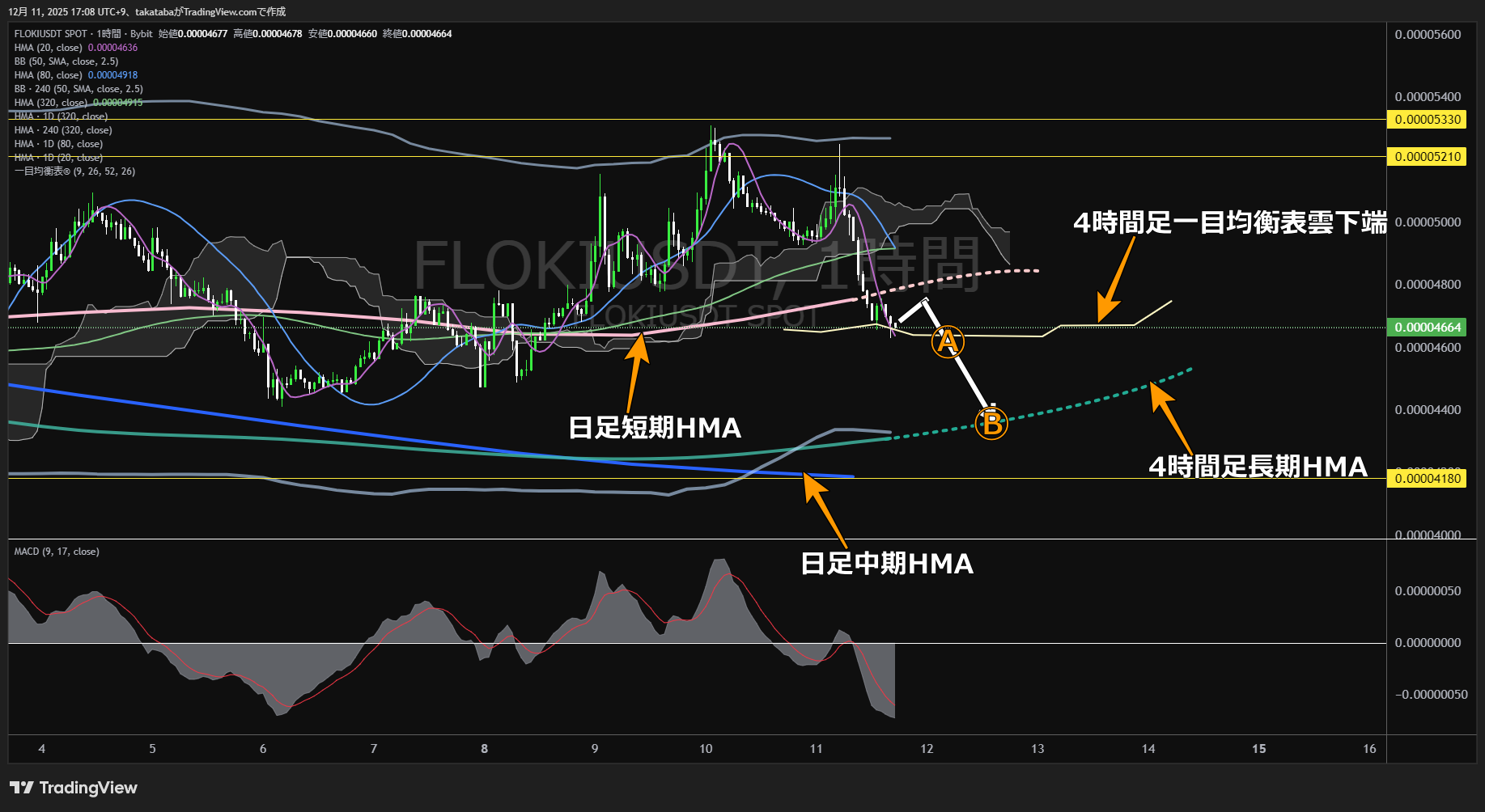 フロキ(FLOKI)-1時間足チャート分析-2025年12月11日