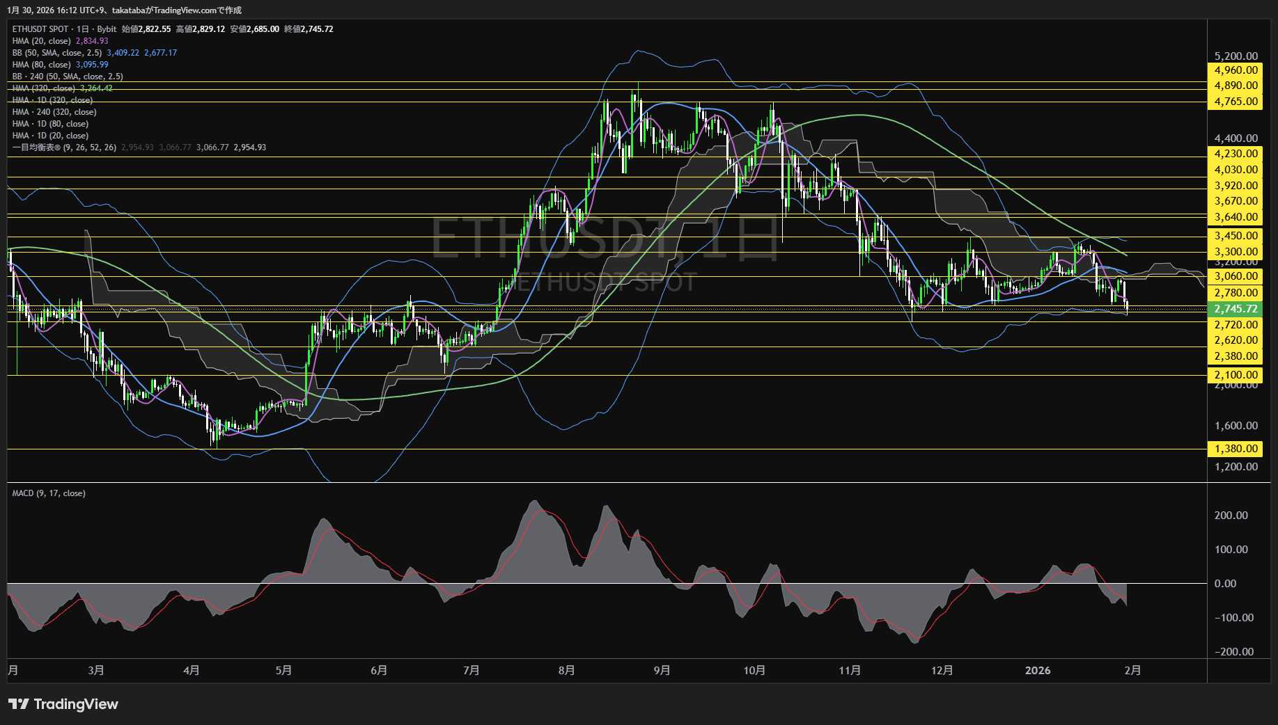 イーサリアム日足チャート-2026年1月30日