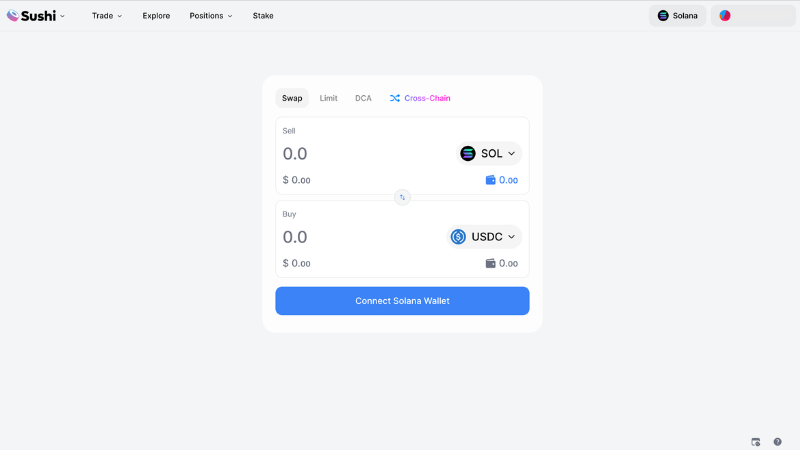 スシスワップ、ソラナ対応開始──ジュピターと提携