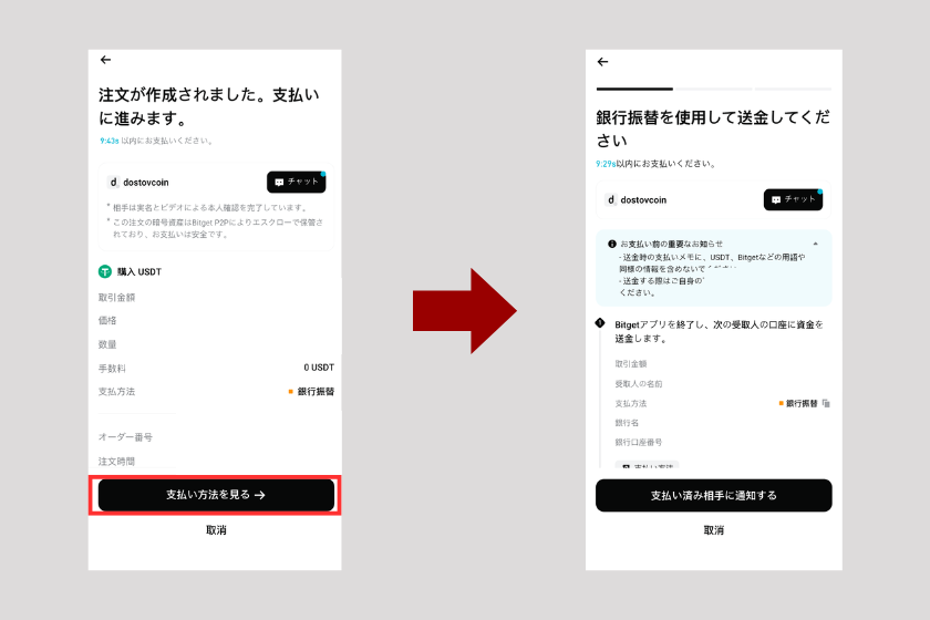 画像23：Bitget 使い方「P2P取引での入金方法」