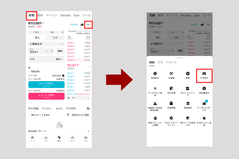 画像32：Bitget 使い方「デモトレードで練習する」