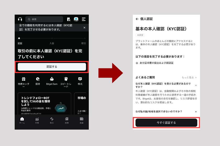 画像04：Bitget 使い方「本人確認（KYC）の申請」