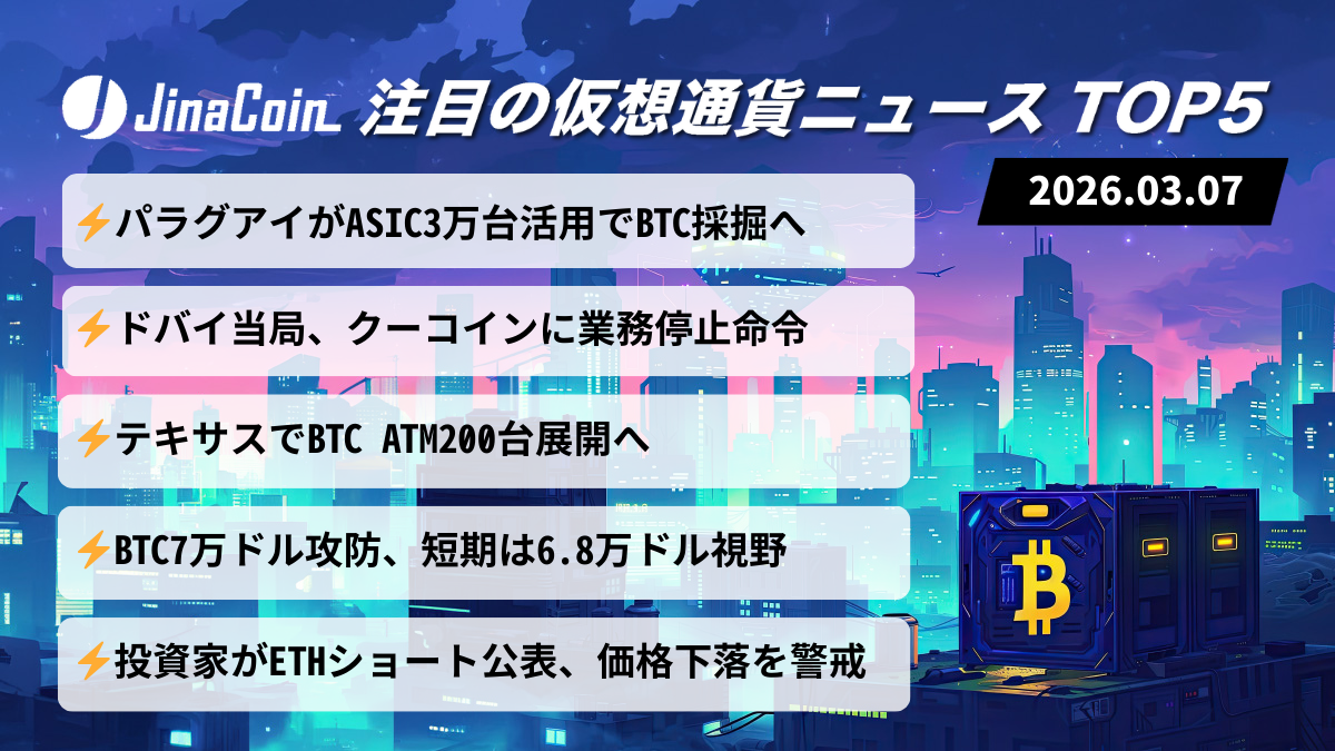 【今日の仮想通貨ニュース】ビットコイン7万ドル攻防で市場警戒感｜国家採掘・規制ニュース交錯　2026/03/07