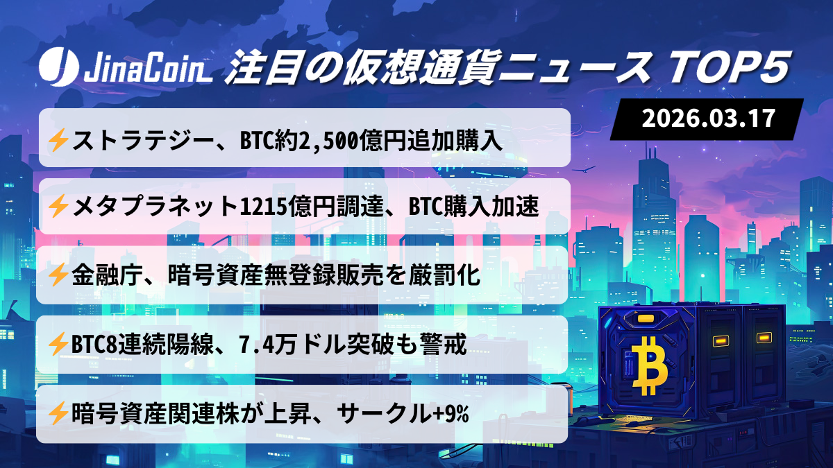 【今日の仮想通貨ニュース】企業マネーがBTCに集中｜7.4万ドル回復と規制強化の最新動向　2026/03/17