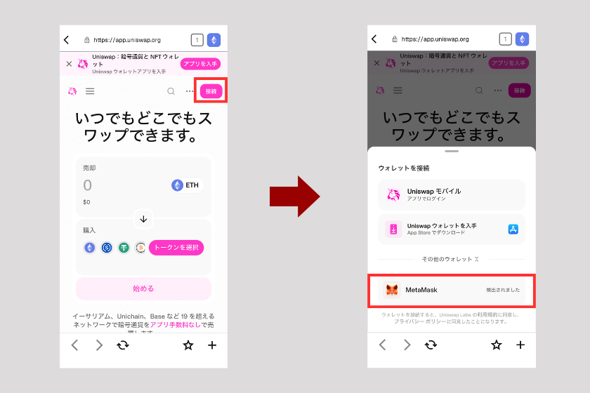 画像17:メタマスク 使い方「DeFiとの接続方法」