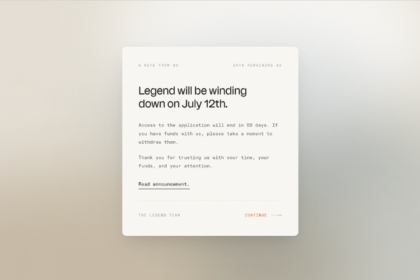 a16z出資のDeFiアプリ「Legend」が事業終了──「暗号資産を隠すプロダクトが勝つ」