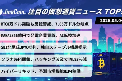 【今日の仮想通貨ニュース】BTC上昇も分水嶺接近｜DeFi崩壊と市場不安が同時進行　2026/05/04