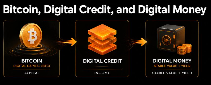 Bitcoin, Digital Credit, and Digital Money　出典：X