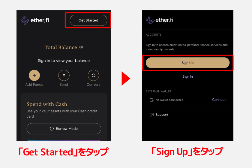 ether.fi「アカウント作成1」
