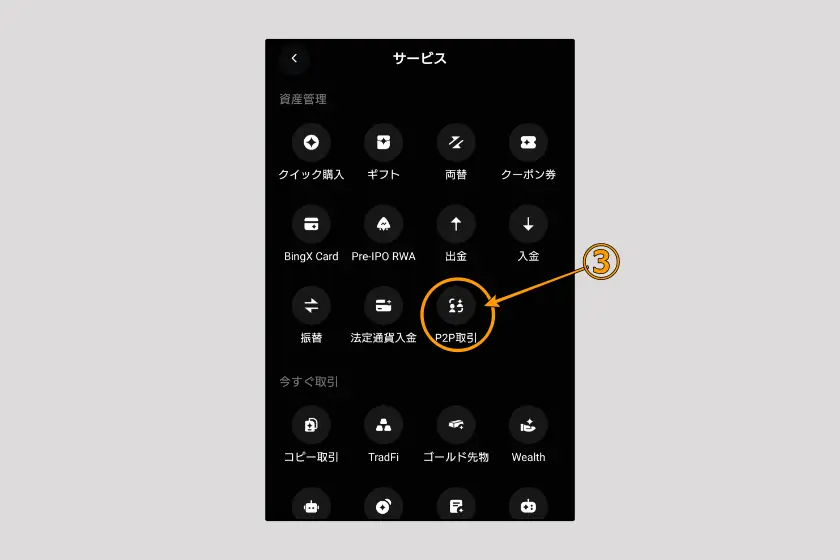 BingX そのほかの入金「P2P02」