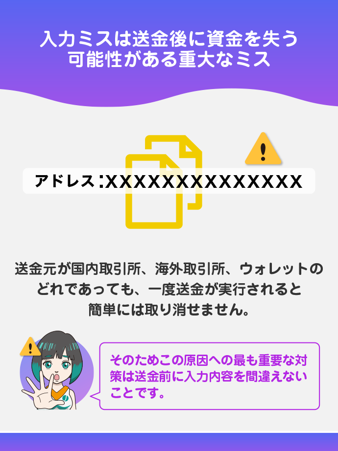 通貨・ネットワーク・入金アドレスを間違っている