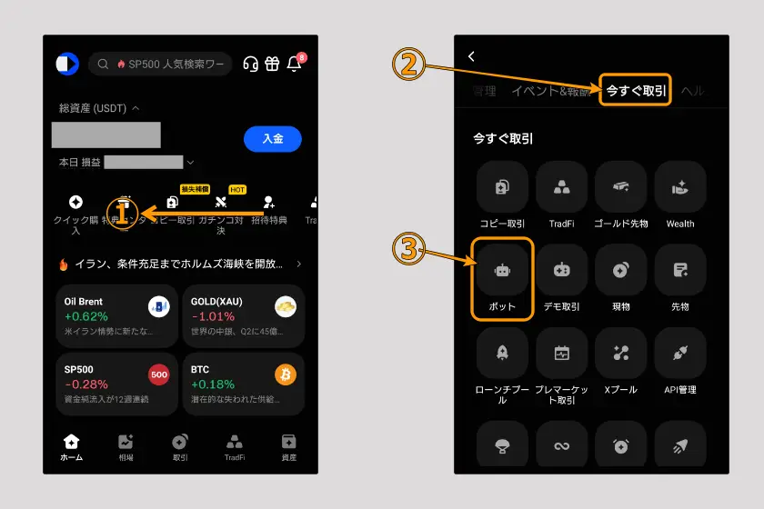 BingX　取引方法「グリッド取引01」
