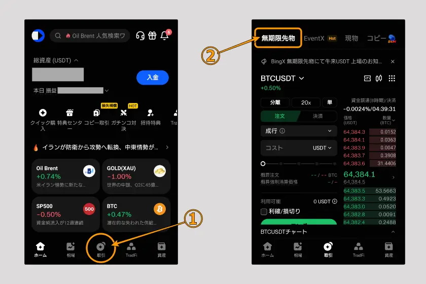 BingX　取引方法「先物01」