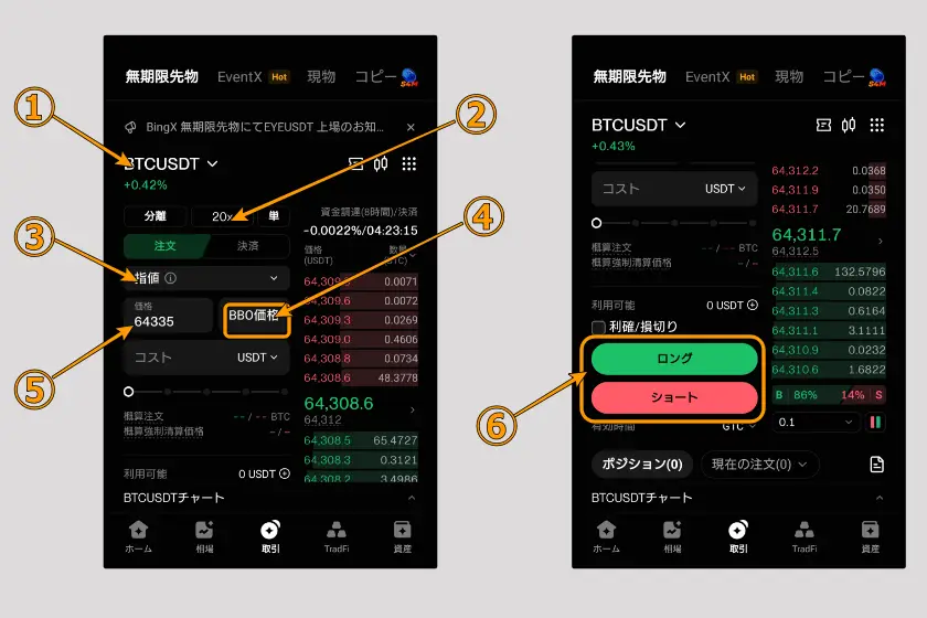 BingX　取引方法「先物03」
