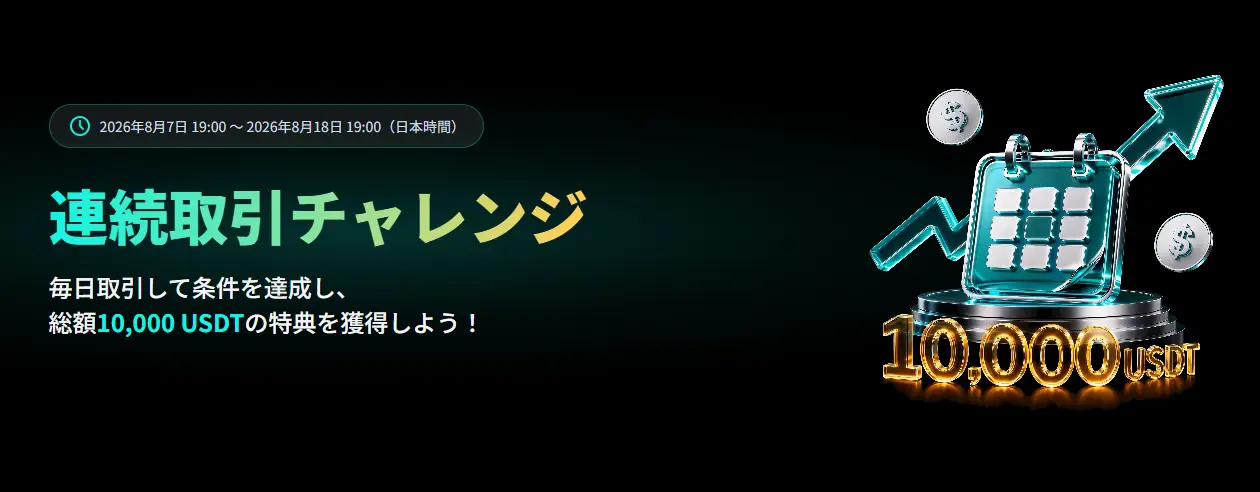 連続取引チャレンジ｜総額10,000 USDTの特典