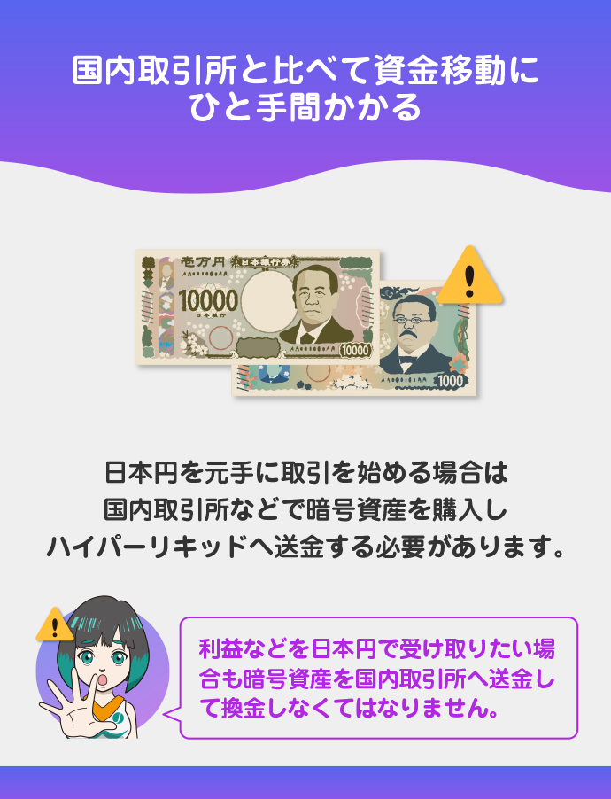 日本円を直接入出金できない