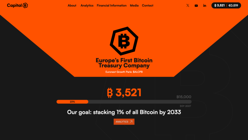 Capital B、今年最大の376BTC取得──保有3,521BTCで含み損22%