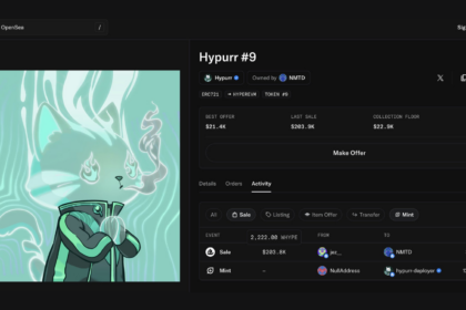 ハイパーリキッドのNFT「Hypurr」、1点約3,200万円で売買