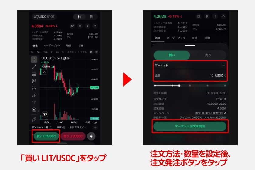Lighter「スポット取引2」