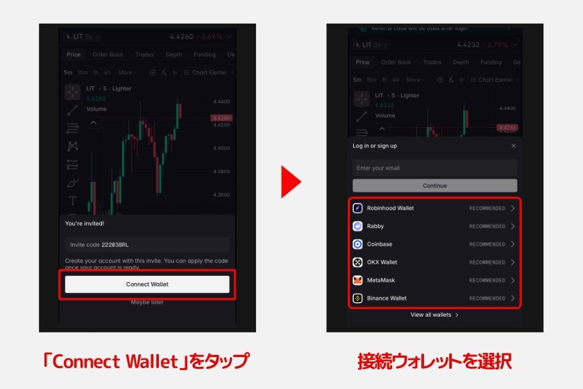 Lighter「Robinhood Chain版のウォレット連携1」