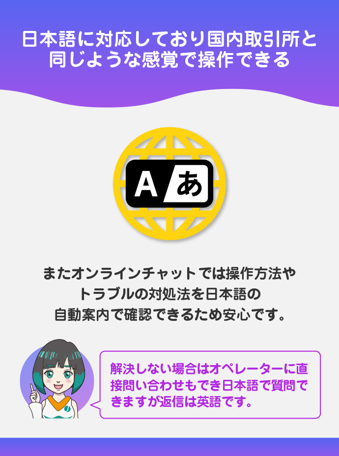 サイトやアプリは完全日本語対応