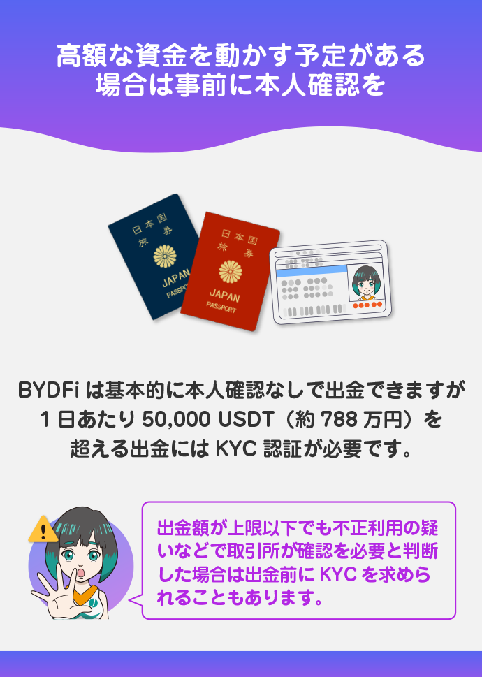高額出金にはKYCが必要