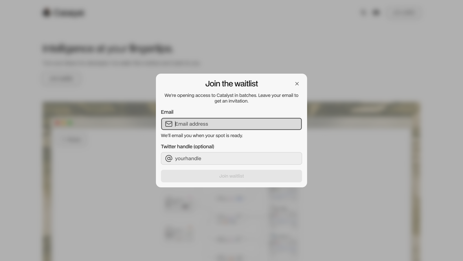 Catalystのウェイトリスト登録フォーム