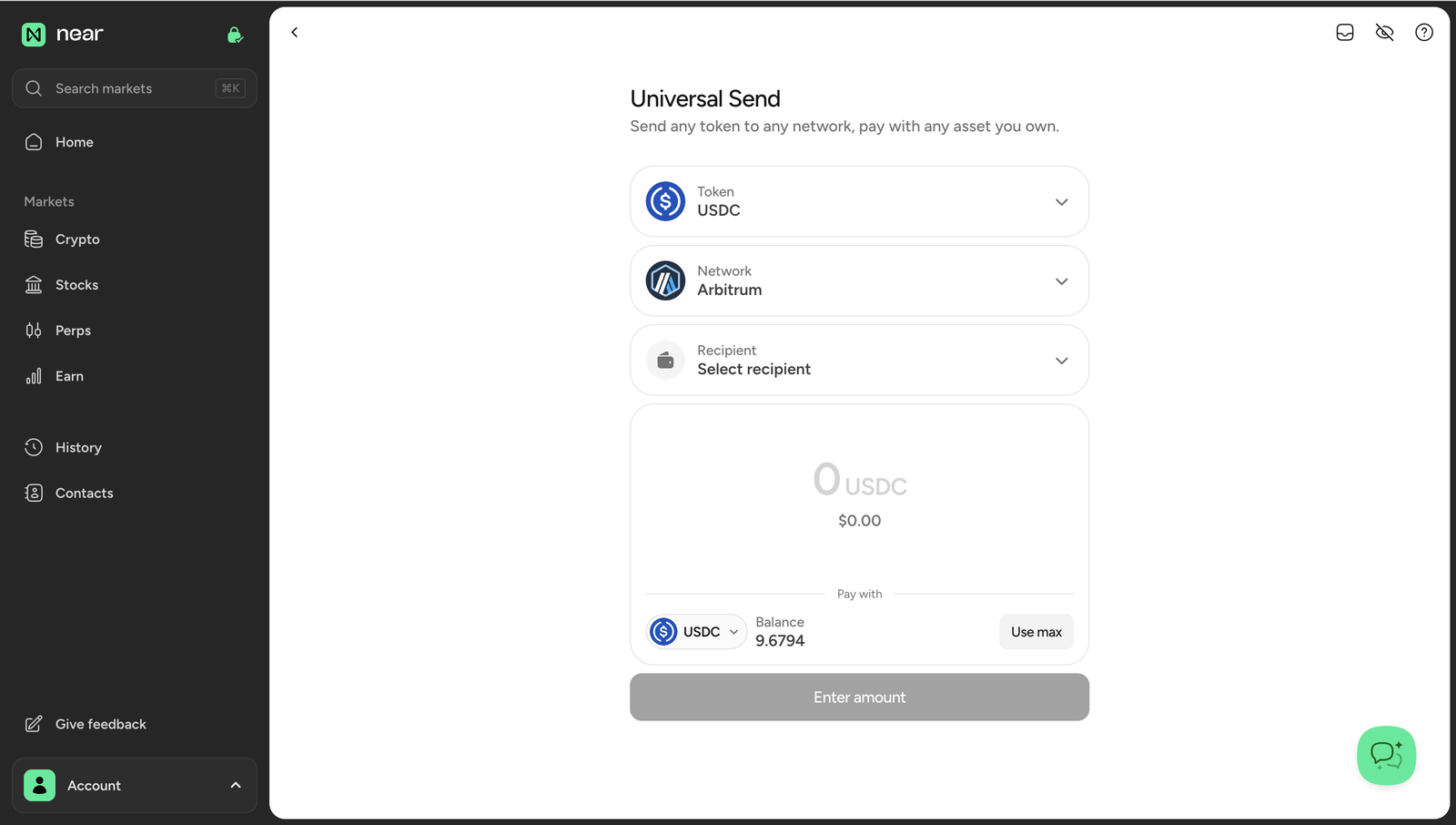 near.comのUniversal Send画面