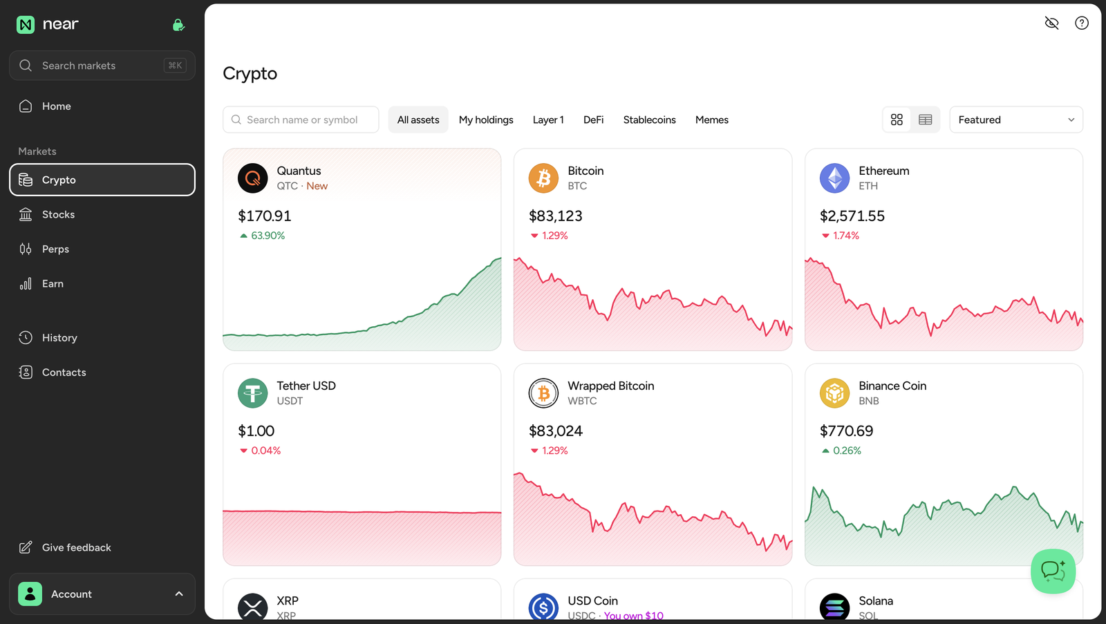 near.comのCrypto画面に表示されたQuantus